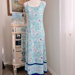 Jean Pierre Klifa Spaghetti Dress Blooms Blue
